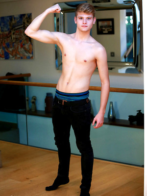 Hot gay sex pics with Young Blond Footballer Archie Shows off his Athletic Body & Rock Hard Uncut Cock!