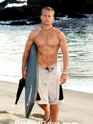 Gay sex pics with Hot surfer jacking off dick