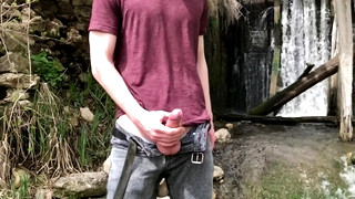 Free gay porn video Hot Hunk Jerking his Big Dick (23cm) in Public Place near the Dam/ Teen Boy