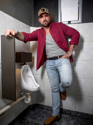 Gay male in Hairy gay truckers Ryan Bones & Markus Kage suck & fuck in a public bathroom