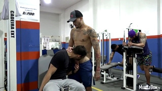Gay porn video Sex in Gym Public