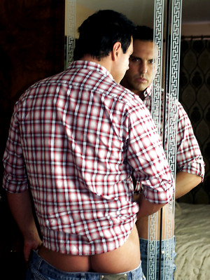 XXX gay photos of Marcello alone on his bed and wanking into his sock