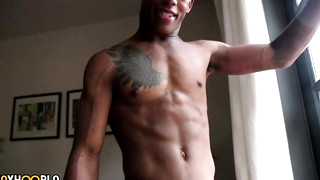 Gay Black porn video Russel West Jerks His Thick Cock And CUMS