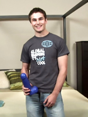 Gay porn pics Hot jock Nicolas rides blue dildo