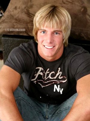 Hot gay album pics Blond jock Trey posing