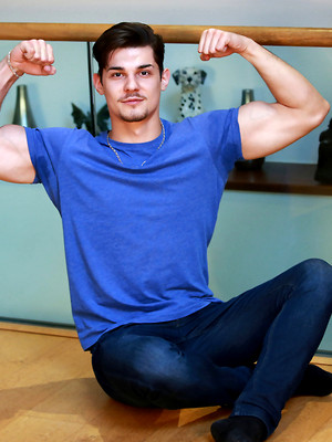 Gay male in Straight Young Personal Trainer Cristian Shows off his Great Physique & Long Uncut Cock!