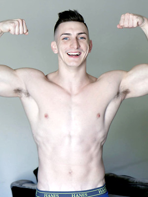 Gay male in Ripped Gym JOCK Roman Tate Works Out And Jerks OFF