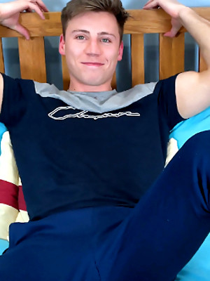 Hot gay sex pics with Young Fit Boxer Joe's Hard Uncut Cock gets Wanked & he Squirts Cum Everywhere!