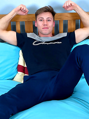 Gay pics of Young Fit Boxer Joe's Hard Uncut Cock gets Wanked & he Squirts Cum Everywhere!