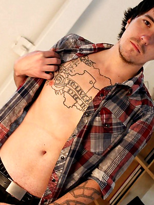 Free gay porn pics with Tatted Hipster Talks Dirty