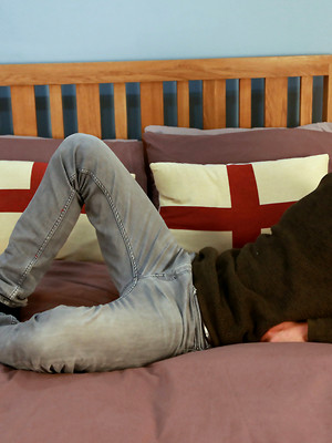 Gay male in Athletic Blond Surfer Sam Shows his Hairy Body & Big Uncut Cock!