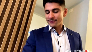 Gay Brunette porn video Late For Work