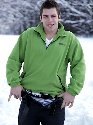 Gay sex pics with Matty Cole spreads his ass out in the winters day.