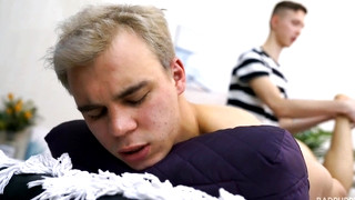 Gay Oiled porn video Sam can't take his Eyes off of Max's Thick, Uncut Cock