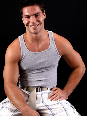 XXX gay photos of Muscle studs Solomon jerking off dick