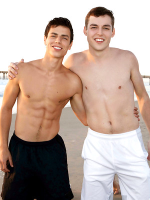 Hot gay sex pics with Freddy seduces Kaleb on a beach and takes him inside to fuck his asshole