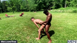 Gay Interracial porn video Hot Bruno Cartella Gets a Cucumber and Ty Shine's Big Black Cock in his Tight Ass