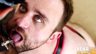 Free gay sex with Bear Harper Davis Smashed by Inked Hunk after BJ