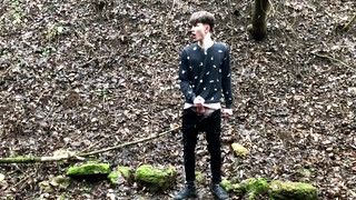 Gay Public porn video Horny BOY Stroking his Big Dick Outdoor in SNOWY WEATHER / Cute Boy /school