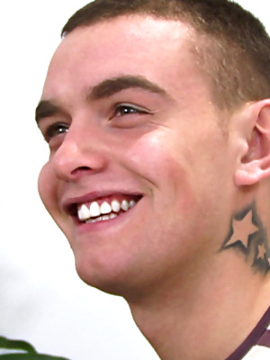 Gay porn pics Muscular Pup Andy - His First Anal & Dildo Experience!