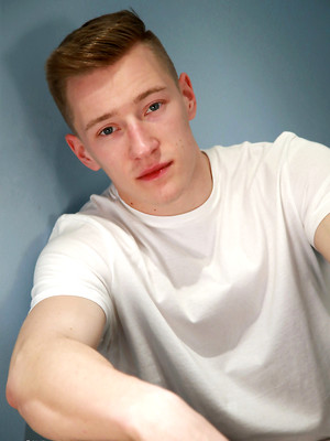 Gay male in Young Straight Blond Hunk Tom is back to show of his Muscles & Ultra Big Uncut Cock!