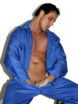 Hot gay sex pics with Marcello takes a break from the decorating and has a slow wank to relax