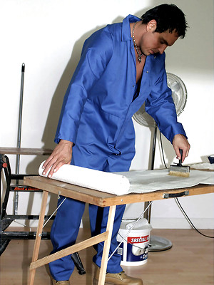 Hot gay album pics Marcello takes a break from the decorating and has a slow wank to relax