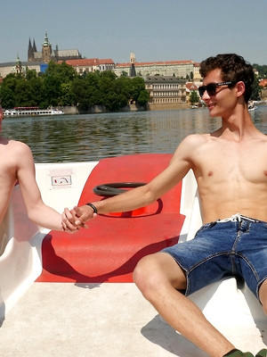 Gay male in Alan Caine Bareback fucks UK twink Taylor Mason.