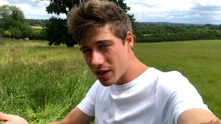 Free gay porn video Young Naughty Pup Henry Wanks his Big Uncut Cock & Pumps his Hole with Carrots in a Field!