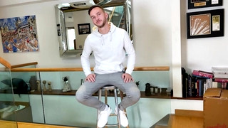 Gay porn video Young & Hung Footballer Shows off his Lean Body & Wanks his Big Uncut Cock with a Helping Hand!