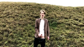 Gay Blonde porn video Horny BOY with HUGE DICK(23cm) Jerking OFF OUTDOOR IN THE COLD WEATHER