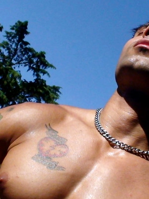 Hot gay album pics Leandro Silver jacking off outdoors