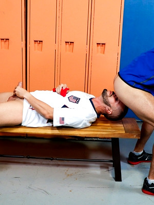 Gay porn pics Sniffing in the locker room