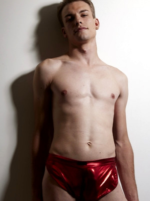 Gay sex pics with Blond twink posing