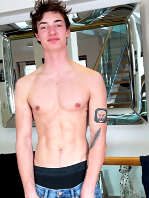 Gay male in Young Fit & Lean Oscar Shows off his Ripped Body & Wanks his Big Uncut Cock!