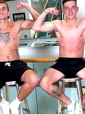 Gay sex pics with Young Straight Troy gets Wanked by Hunky Charles & his Rock Hard Uncut Cock Cums Twice!